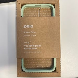 NWT PELA Clear iPhone 14 Plus Case with Sage Green Ridge - Compostable
